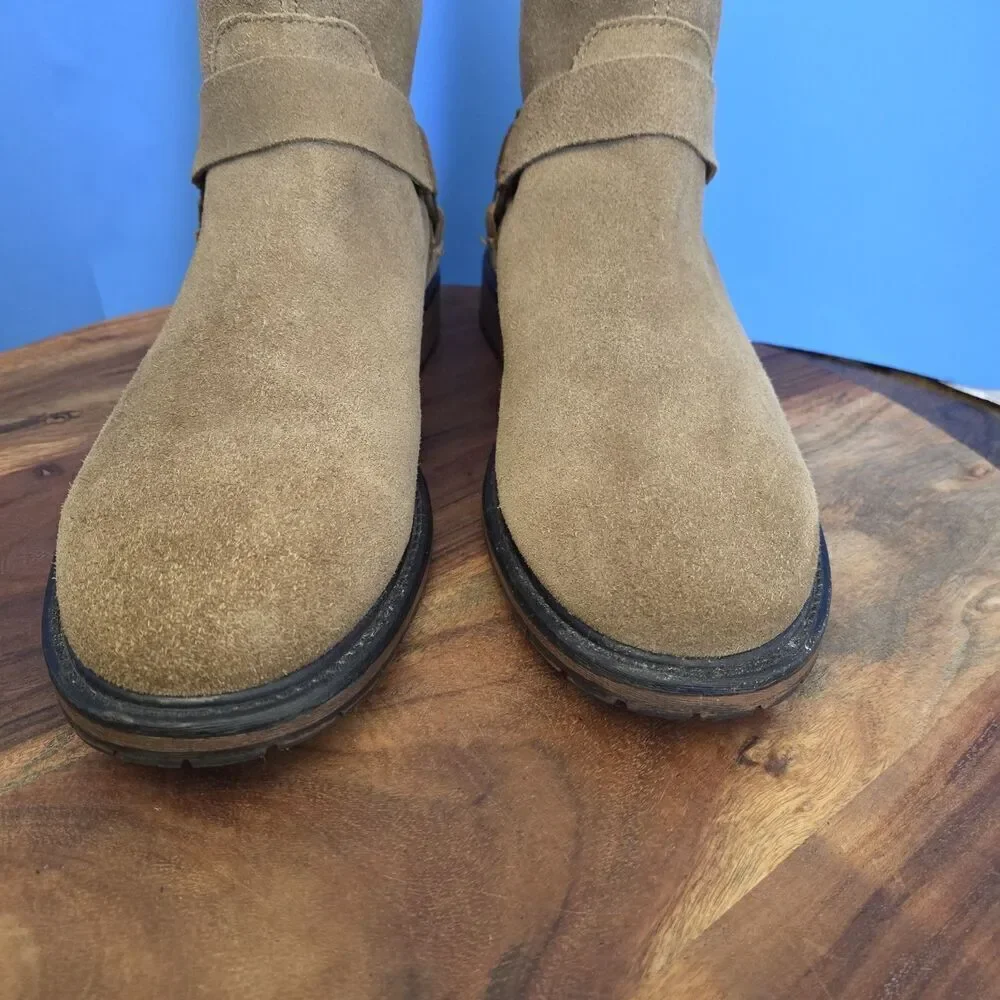 Andrew Marc Wymore Suede Engineer Boots Tan 2570 Men's 10.5